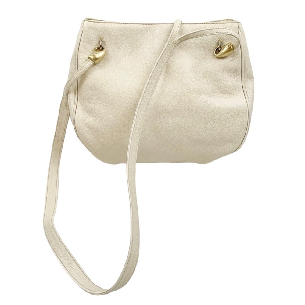 Vintage Cream Leather Shoulder Crossbody with Gold Hardware
